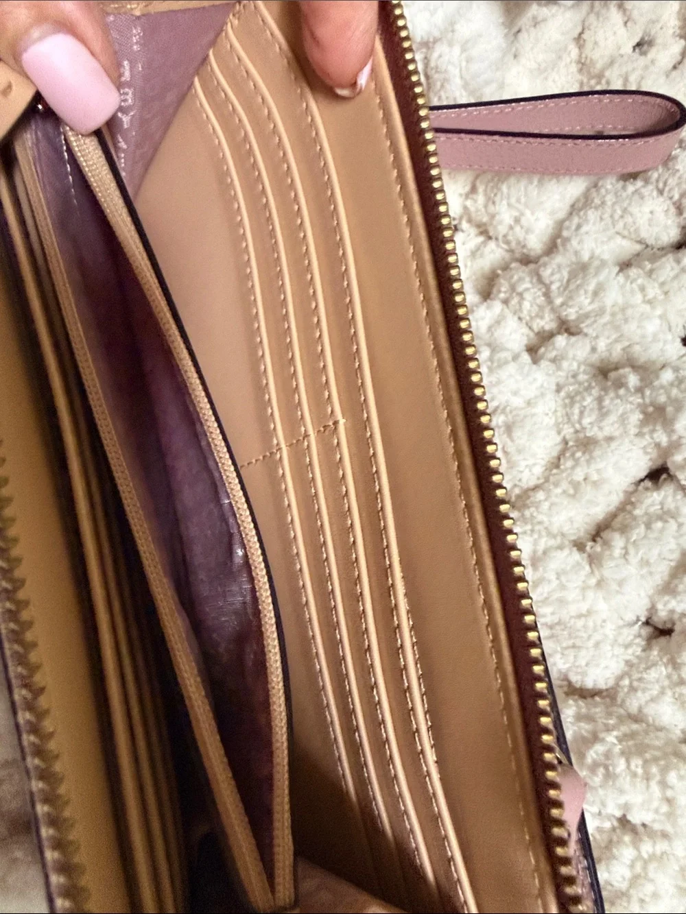 kate spade Dusty Pink Leather Wristlet Clutch